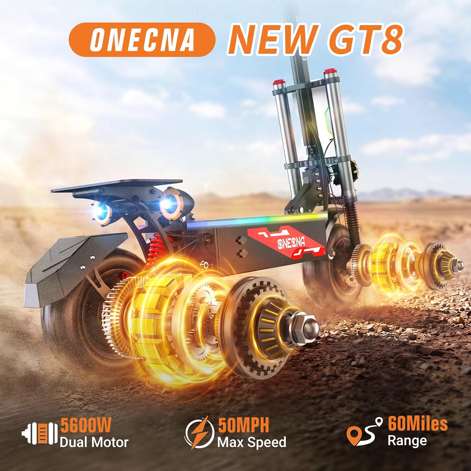 ONECNA GT8PRO, Skuter Listrik  - 60V 5600W Dual Motor Electric Scooter ulasan dan harga